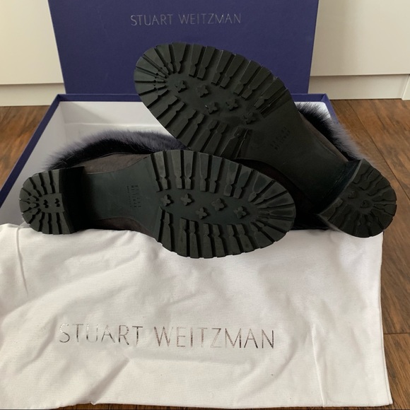 ❄️Stuart Weitzman silver Fox Fur grey Suede Boots - Picture 8 of 8
